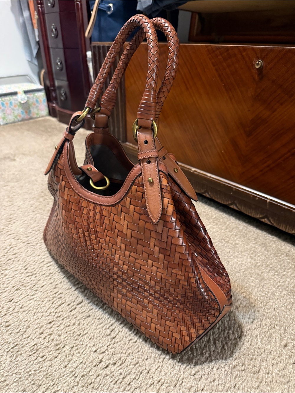 Cole Haan Genevieve Optical
Weave Tan Leather Hobo
Shoulder Bag Handbag - Picture 2 of 10